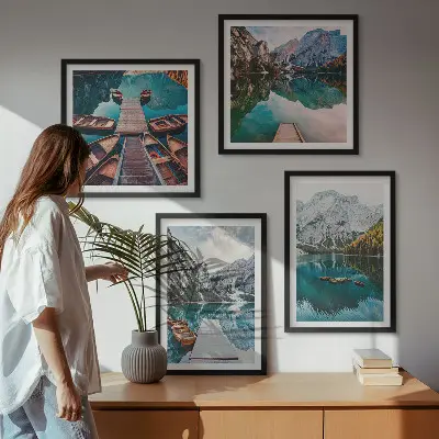 Dekorativni komplet slika za zid jezero, mostovi i planine