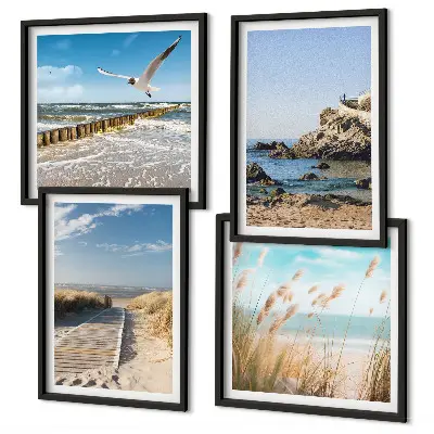 Dekorativni komplet slika za zid drvena staza na plaži s liticama