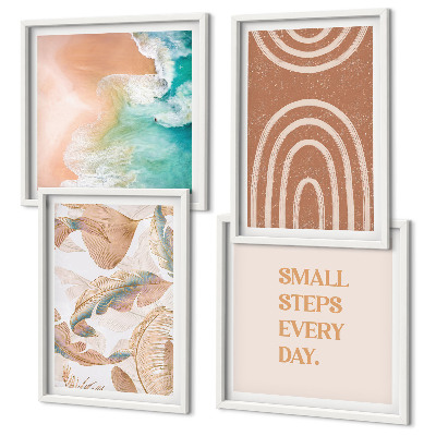 Set 4 slike u okviru Nježni boho natpis s lišćem