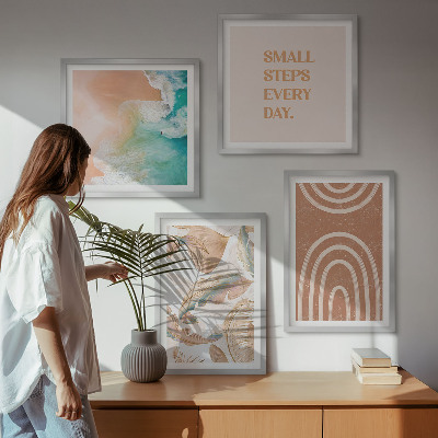 Set 4 slike u okviru Nježni boho natpis s lišćem