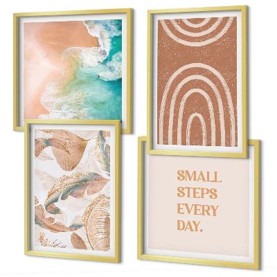 Set 4 slike u okviru Nježni boho natpis s lišćem