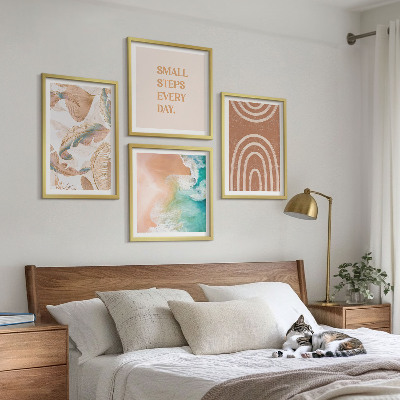 Set 4 slike u okviru Nježni boho natpis s lišćem