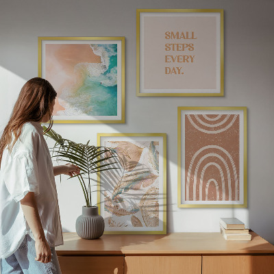 Set 4 slike u okviru Nježni boho natpis s lišćem