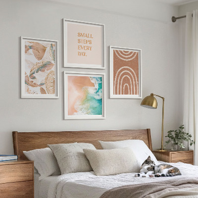 Set 4 slike u okviru Nježni boho natpis s lišćem