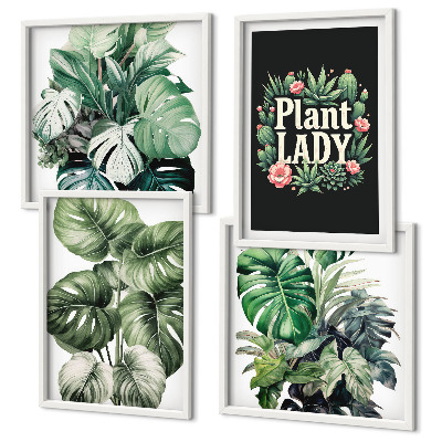 Dekorativni komplet slika za zid Tropske biljke Plant Lady
