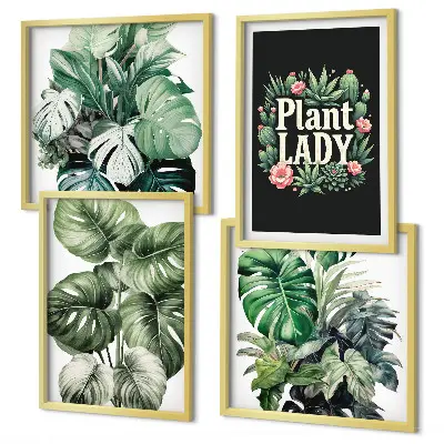 Dekorativni komplet zidnih slika motivi tropskih biljaka Plant Lady