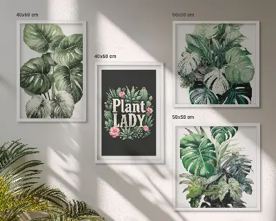 Dekorativni komplet zidnih slika motivi tropskih biljaka Plant Lady
