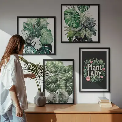 Dekorativni komplet zidnih slika motivi tropskih biljaka Plant Lady