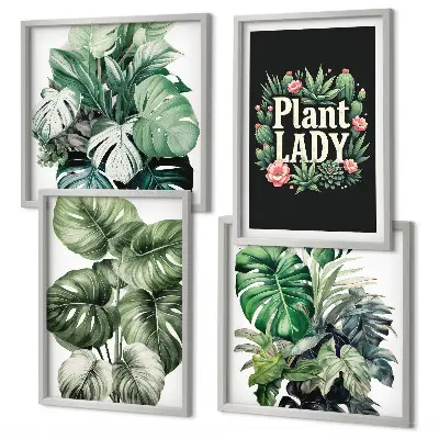 Dekorativni komplet zidnih slika motivi tropskih biljaka Plant Lady