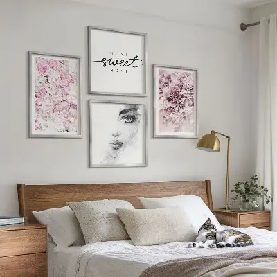 Komplet slika za spavaću sobu portret žene s božurima