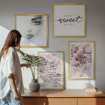 Komplet slika za spavaću sobu portret žene s božurima