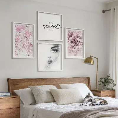 Komplet slika za spavaću sobu portret žene s božurima