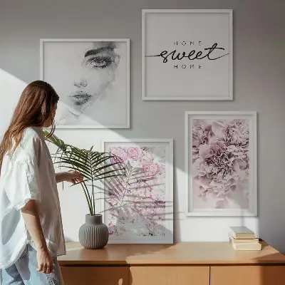 Komplet slika za spavaću sobu portret žene s božurima