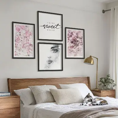 Komplet slika za spavaću sobu portret žene s božurima
