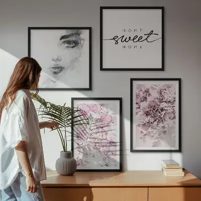 Komplet slika za spavaću sobu portret žene s božurima