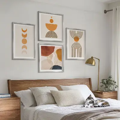 Komplet dekorativnih slika za spavaću sobu boho minimalistički stil