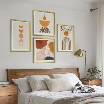 Komplet dekorativnih slika za spavaću sobu boho minimalistički stil