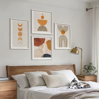 Komplet dekorativnih slika za spavaću sobu boho minimalistički stil