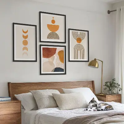Komplet dekorativnih slika za spavaću sobu boho minimalistički stil