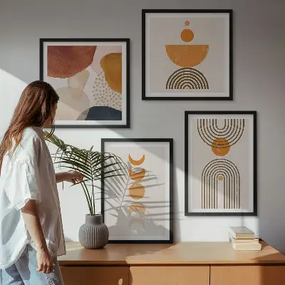 Komplet dekorativnih slika za spavaću sobu boho minimalistički stil