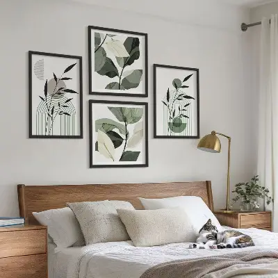 Boho biljne kompozicije set od 4 slike u okviru