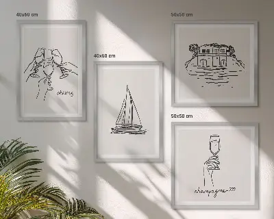Komplet slika za spavaću sobu kuća na vodi s jedrilicom