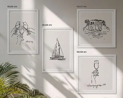 Komplet slika za spavaću sobu kuća na vodi s jedrilicom