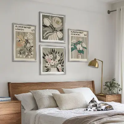 Dekorativni komplet zidnih slika cvjetne ilustracije London Hong Kong