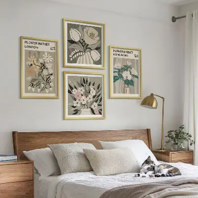 Dekorativni komplet zidnih slika cvjetne ilustracije London Hong Kong