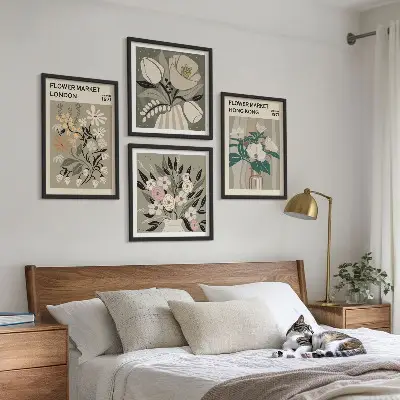 Dekorativni komplet zidnih slika cvjetne ilustracije London Hong Kong