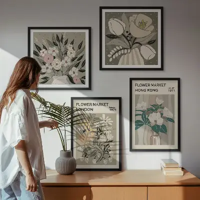 Dekorativni komplet zidnih slika cvjetne ilustracije London Hong Kong