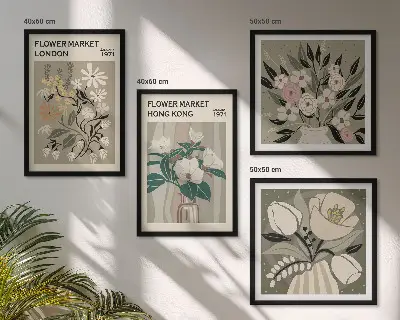 Dekorativni komplet zidnih slika cvjetne ilustracije London Hong Kong
