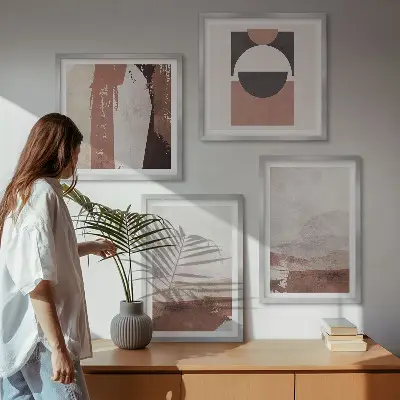 Apstraktni smeđi uzorci set 4 slike u okviru