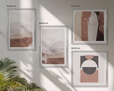 Apstraktni smeđi uzorci set 4 slike u okviru