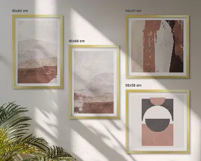 Apstraktni smeđi uzorci set 4 slike u okviru