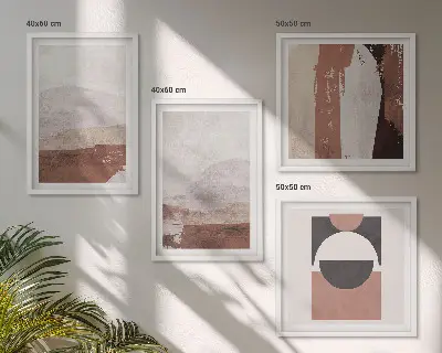 Apstraktni smeđi uzorci set 4 slike u okviru