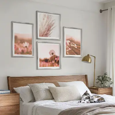 Divlje cvijeće na livadama ljeti set od 4 slike u okviru