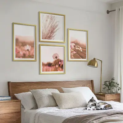 Divlje cvijeće na livadama ljeti set od 4 slike u okviru