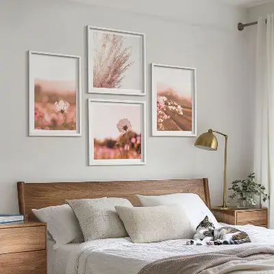 Divlje cvijeće na livadama ljeti set od 4 slike u okviru