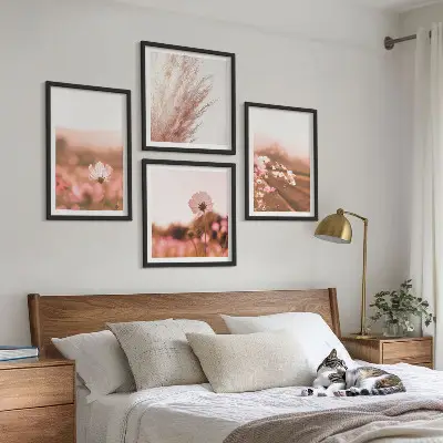Divlje cvijeće na livadama ljeti set od 4 slike u okviru