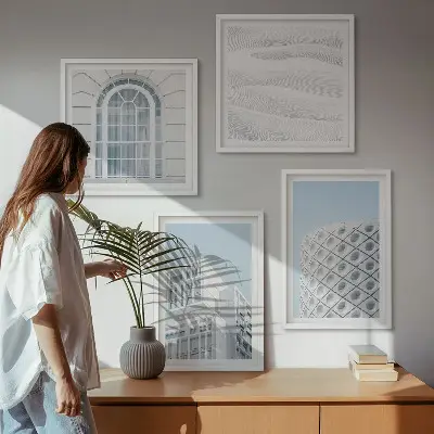 Komplet slika za spavaću sobu motiva geometrije moderne arhitekture