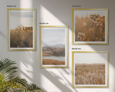 Set 4 slike u okviru Krajolici livade planine jezero