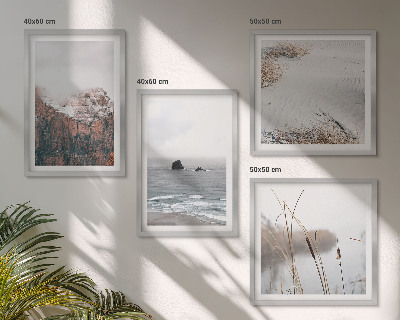 Set 4 slike u okviru Apstraktni valovi sivi pastel
