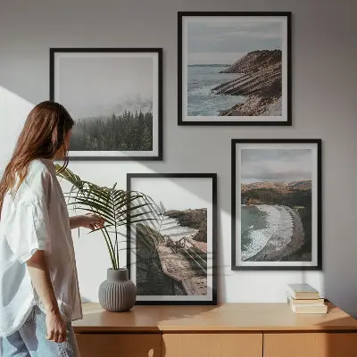 Dekorativni komplet zidnih slika s motivom pogleda na litice i krajolike plaže