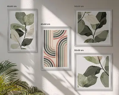 Dekorativni komplet zidnih slika geometrijski biljni motivi