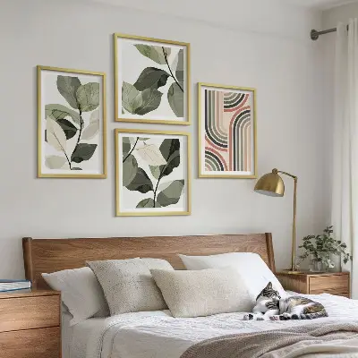 Dekorativni komplet zidnih slika geometrijski biljni motivi