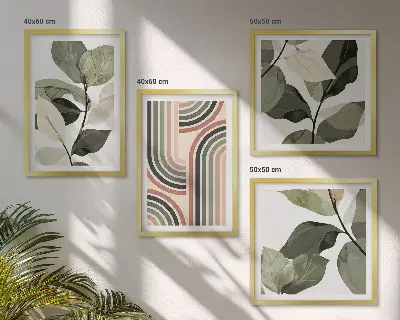 Dekorativni komplet zidnih slika geometrijski biljni motivi