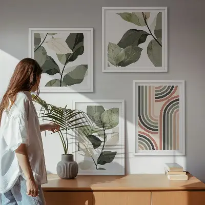 Dekorativni komplet zidnih slika geometrijski biljni motivi