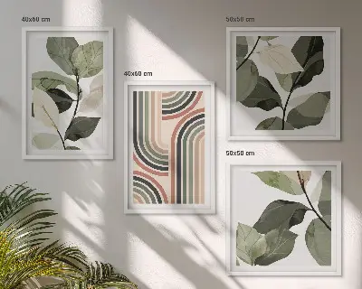 Dekorativni komplet zidnih slika geometrijski biljni motivi