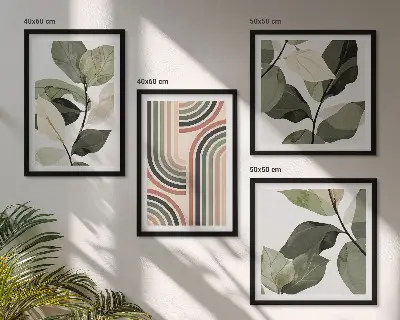 Dekorativni komplet zidnih slika geometrijski biljni motivi